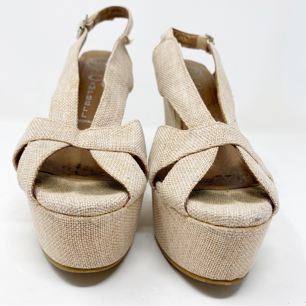 Jeffrey Campbell 10 Mariel Wedge Platform Heels Beige Neutral Open Toe - Picture 2 of 10